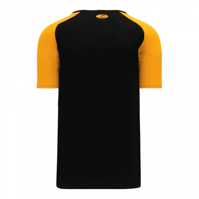 Am image of a Custom Athletic Knit Youth Pullover Baseball Jerseys in Black/Gold!