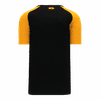 Am image of a Custom Athletic Knit Youth Pullover Baseball Jerseys in Black/Gold!