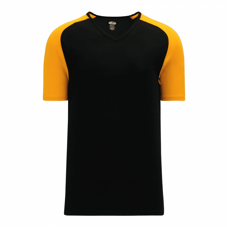 Athletic Knit Pullover Baseball Jerseys in Black/Gold