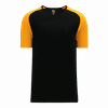Am image of a Custom Athletic Knit Pullover Baseball Jerseys in Black/Gold!