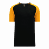 Am image of a Custom Athletic Knit Youth Pullover Baseball Jerseys in Black/Gold!