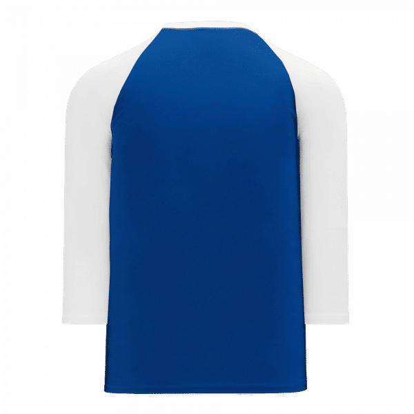 Am image of a Custom Athletic Knit Baseball Long Sleeve Shirts in Royal/White!