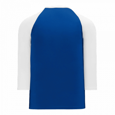Am image of a Custom Athletic Knit Baseball Long Sleeve Shirts in Royal/White!