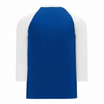 Am image of a Custom Athletic Knit Youth Baseball Long Sleeve Shirts in Royal/White!