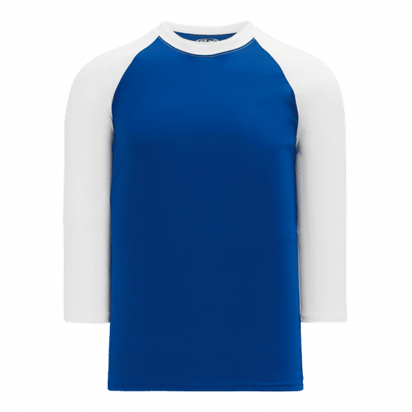 Am image of a Custom Athletic Knit Baseball Long Sleeve Shirts in Royal/White!