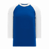Am image of a Custom Athletic Knit Baseball Long Sleeve Shirts in Royal/White!