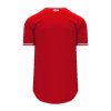 Am image of a Custom Athletic Knit Full Button Baseball Jerseys in Red/White/Grey!