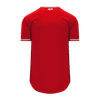 Am image of a Custom Athletic Knit Youth Full Button Baseball Jerseys in Red/White/Grey!