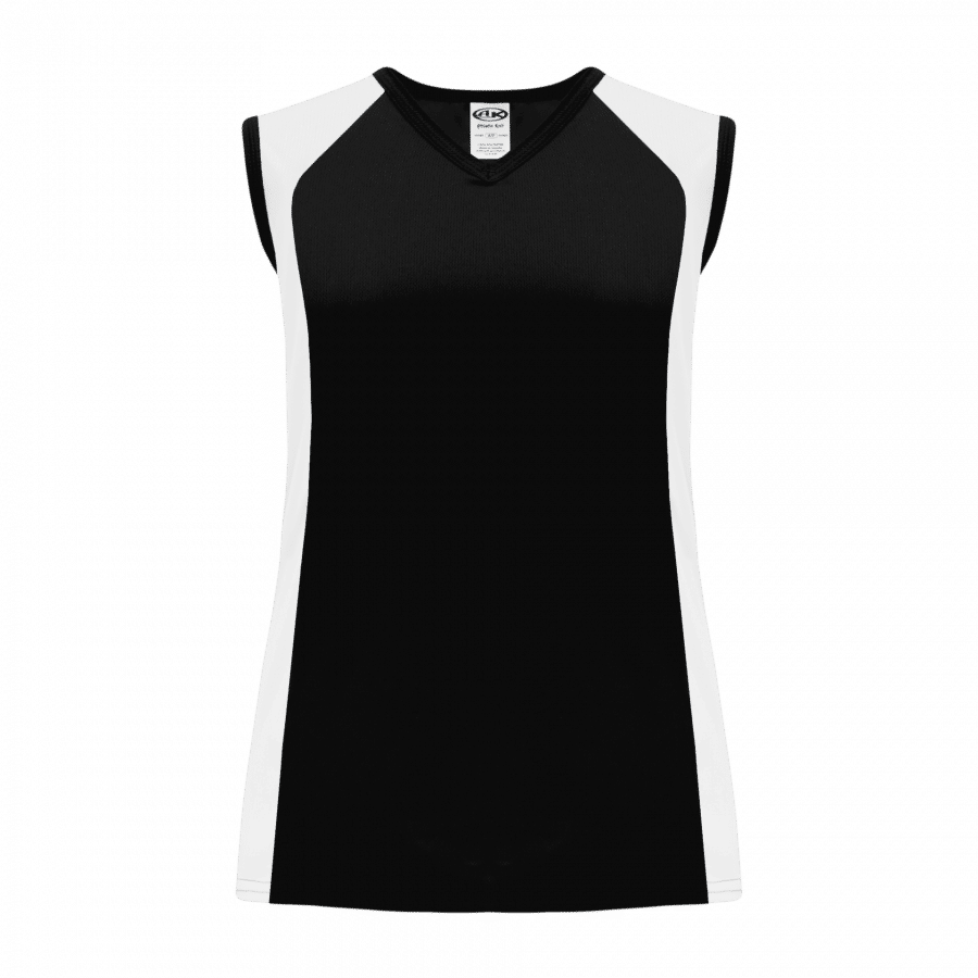 Athletic Knit Ladies Volleyball Jerseys in Black/White - 221