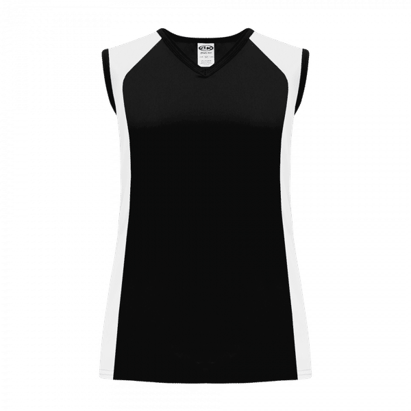 Am image of a Custom Athletic Knit Ladies Volleyball Jerseys in Black/White - 221!