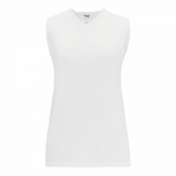 Am image of a Custom Athletic Knit Ladies Sleeveless Volleyball Jerseys in White!