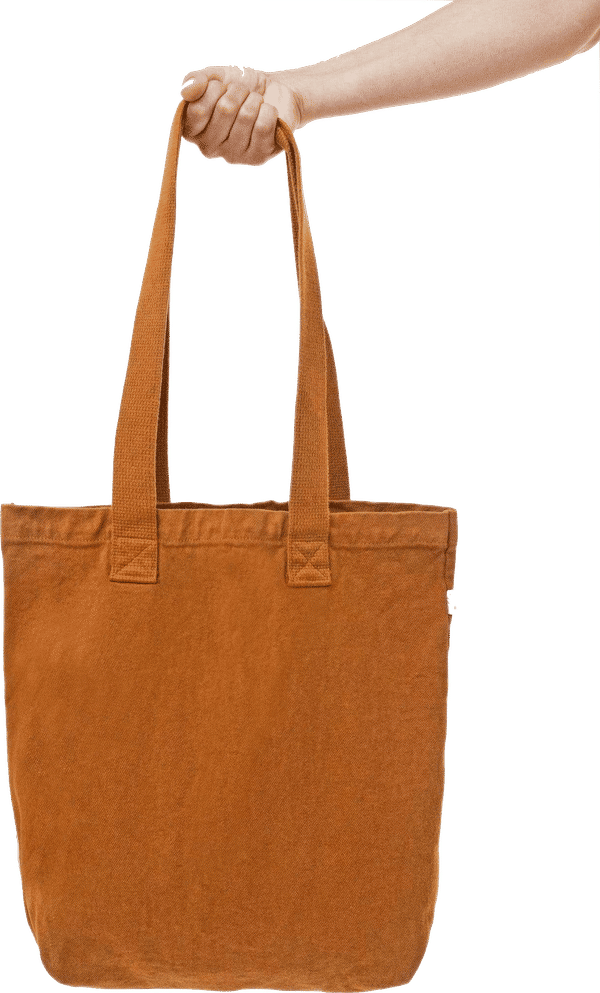 Am image of a Custom LA Apparel Bull Denim Tote Bag 13oz in Ginger!
