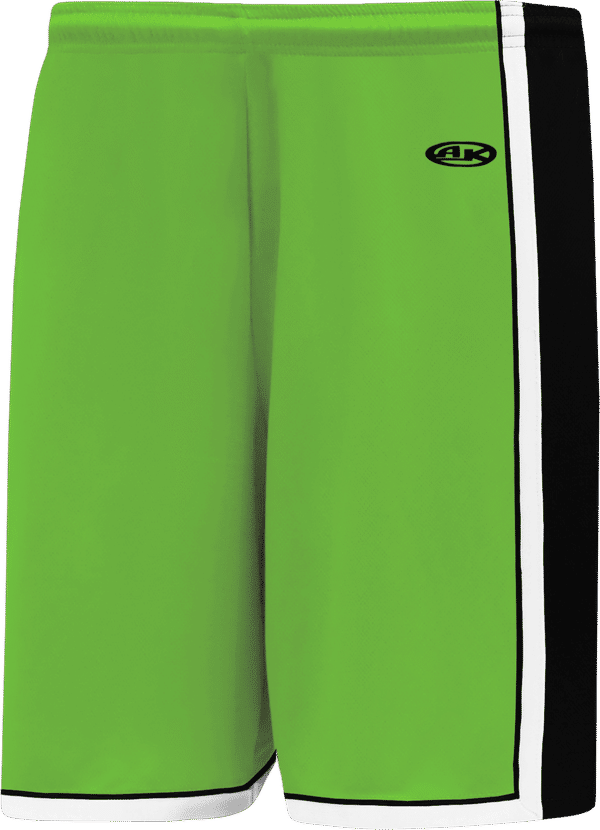 Am image of a Custom Athletic Knit Pro Basketball Shorts in Lime Green/Black/White!