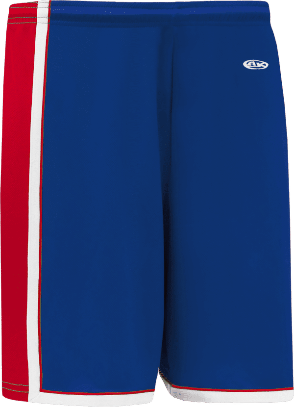 Am image of a Custom Athletic Knit Pro Basketball Shorts in Royal/Red/White!