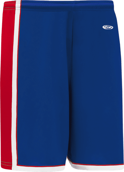 Am image of a Custom Athletic Knit Pro Basketball Shorts in Royal/Red/White!