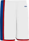 Am image of a Custom Athletic Knit Pro Basketball Shorts in White/Royal/Red!