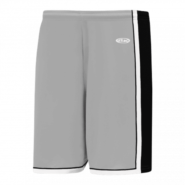 Am image of a Custom Athletic Knit Pro Basketball Shorts in Black/Grey/White!