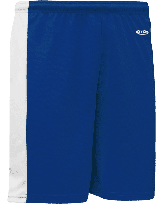 Am image of a Custom Athletic Knit Pro Basketball Shorts Solid Side Stripe in Royal/White!
