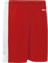 Am image of a Custom Athletic Knit Pro Basketball Shorts Solid Side Stripe in Red/White!