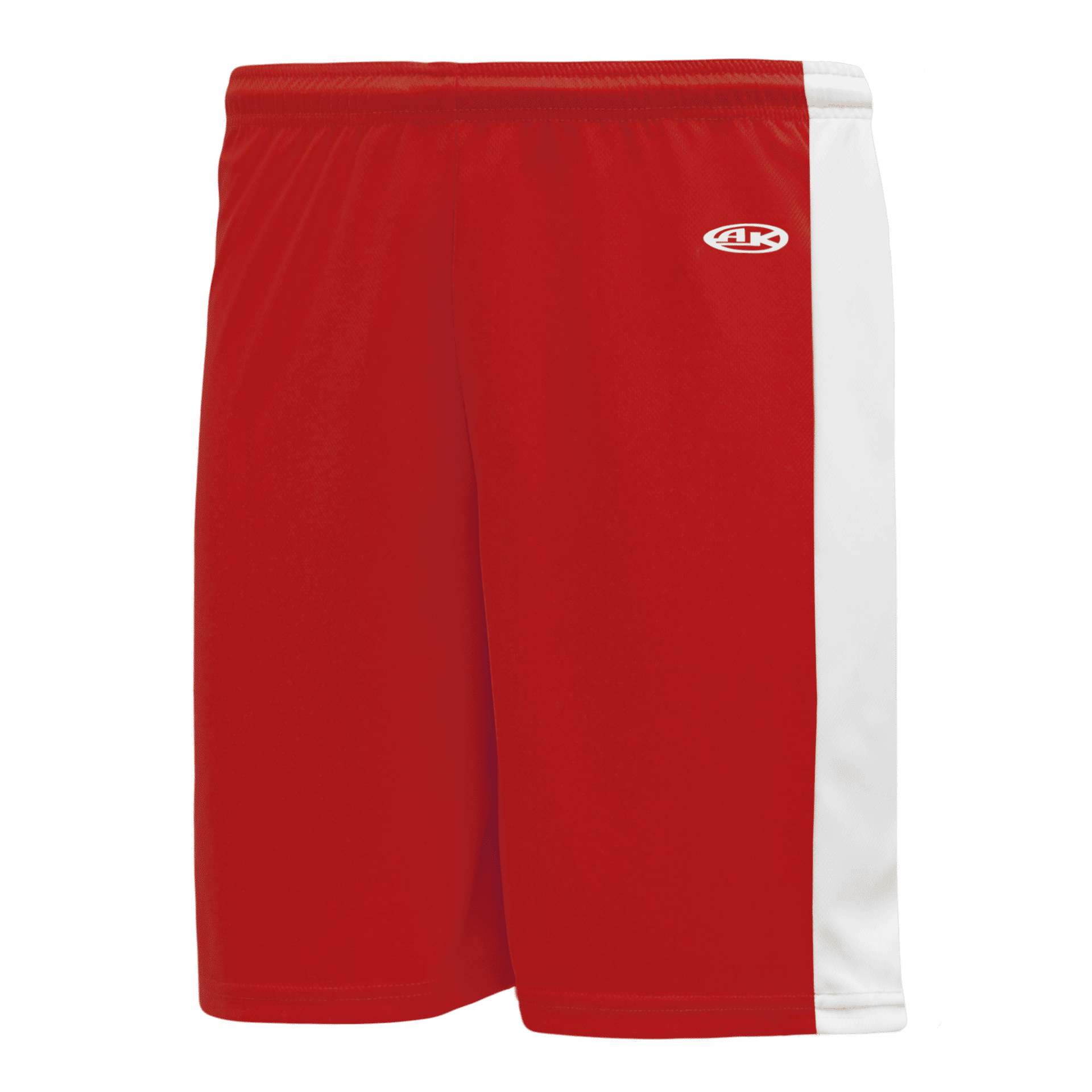 Athletic Knit Pro Basketball Shorts Solid Side Stripe in Red/White