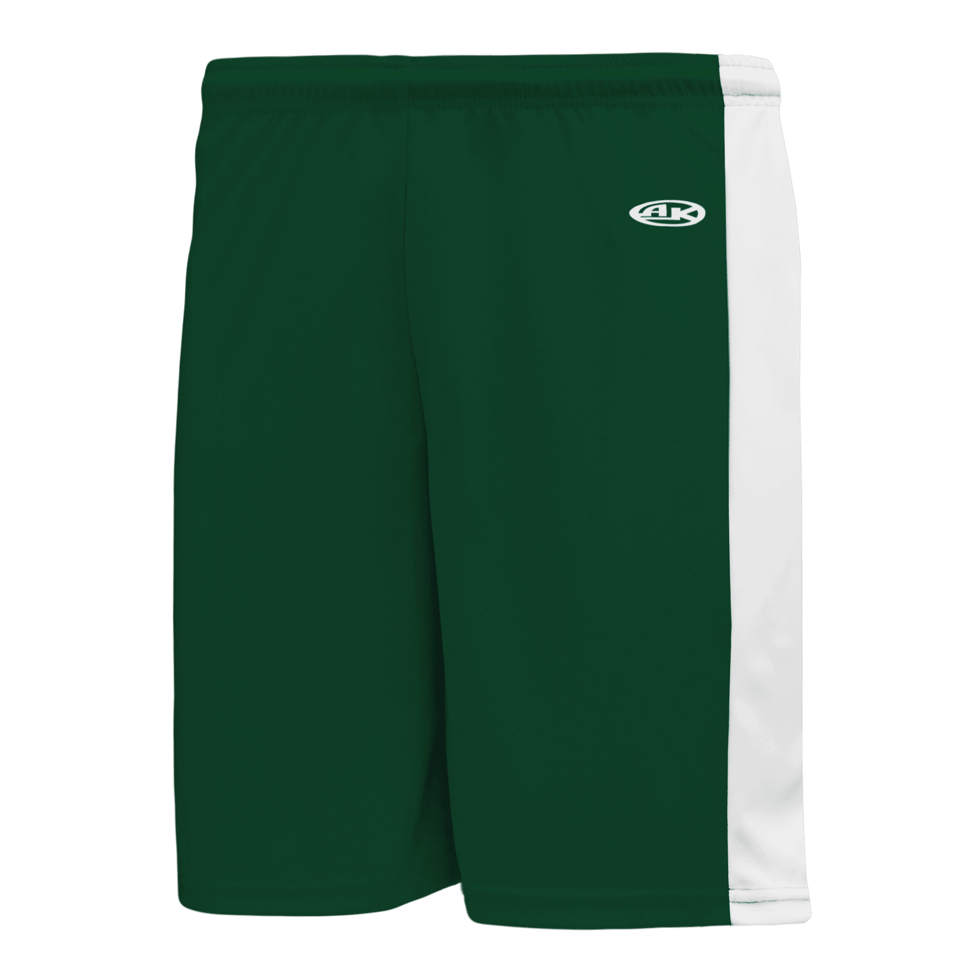 Athletic Knit Pro Basketball Shorts Solid Side Stripe in Dark Green/White