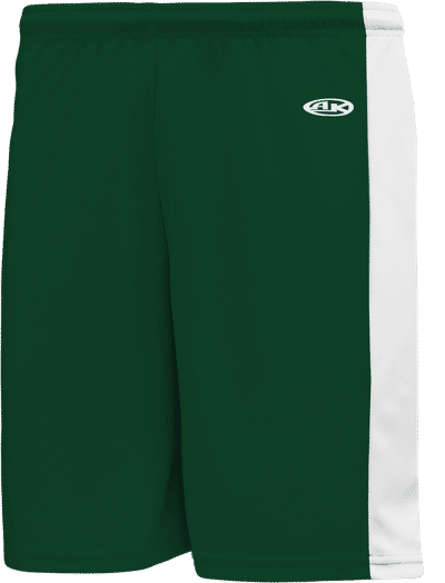 Am image of a Custom Athletic Knit Pro Basketball Shorts Solid Side Stripe in Dark Green/White!
