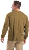 Am image of a Custom Berne Unisex Performance Long Sleeve Pocket T Shirt in Brown!