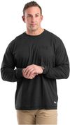 Am image of a Custom Berne Unisex Performance Long Sleeve Pocket T Shirt in Black!