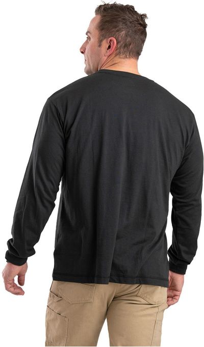 Am image of a Custom Berne Unisex Performance Long Sleeve Pocket T Shirt in Black!