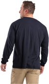 Am image of a Custom Berne Unisex Performance Long Sleeve Pocket T Shirt in Navy!