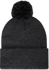 Am image of a Custom ATC Striped Cuff Pom Pom Toque in Black Heather!
