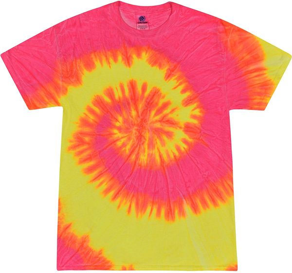 An image of a Custom Tie Dye Youth Cotton T Shirt in Fluorescent Swirl!