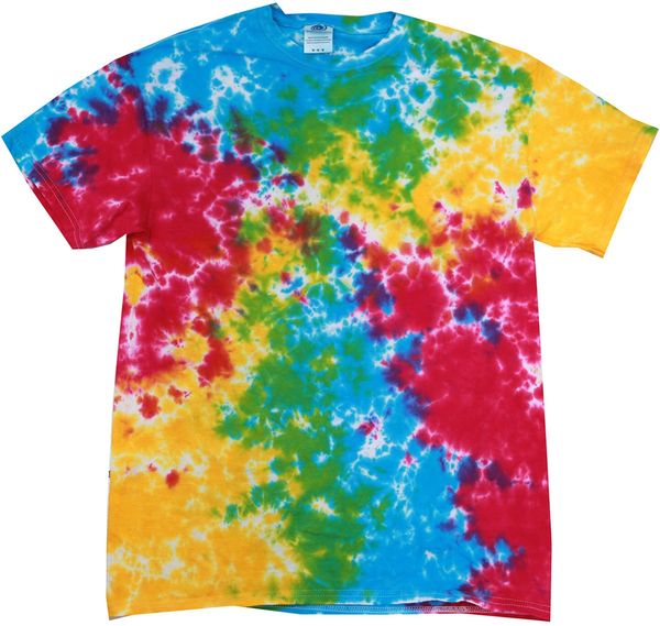 Am image of a Custom Tie Dye Youth Cotton T Shirt in Multi Rainbow!