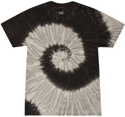 Am image of a Custom Tie Dye Adult Cotton T Shirt in Black Rainbow!