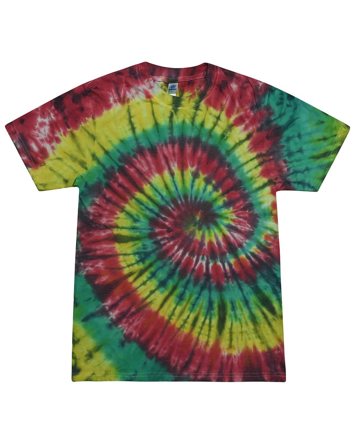 Tie Dye Adult Burnout Festival TShirt in Rasta