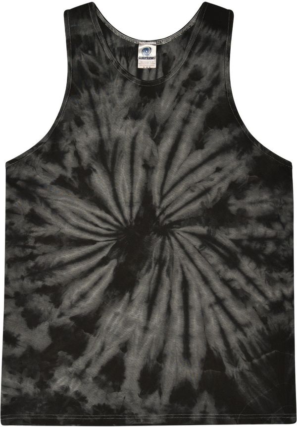 Am image of a Custom Tie Dye Adult 5.4 oz 100 percent Cotton Tank Top in Spider Black!
