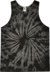 Am image of a Custom Tie Dye Adult 5.4 oz 100 percent Cotton Tank Top in Spider Black!