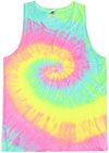 Am image of a Custom Tie Dye Adult 5.4 oz 100 percent Cotton Tank Top in Minty Rainbow!