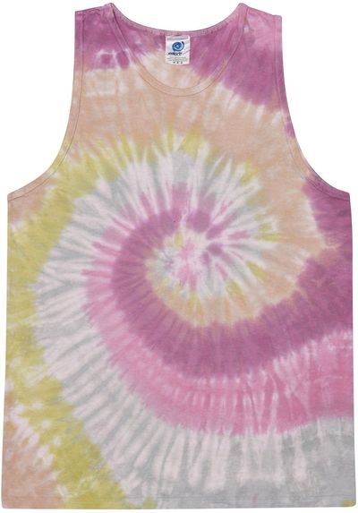 Am image of a Custom Tie Dye Adult 5.4 oz 100 percent Cotton Tank Top in Desert Rose!