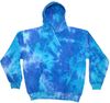 Am image of a Custom Tie Dye Adult Pullover Hooded Sweatshirt in Blue Mix!