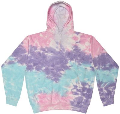 Am image of a Custom Tie Dye Adult Pullover Hooded Sweatshirt in Cotton Candy!