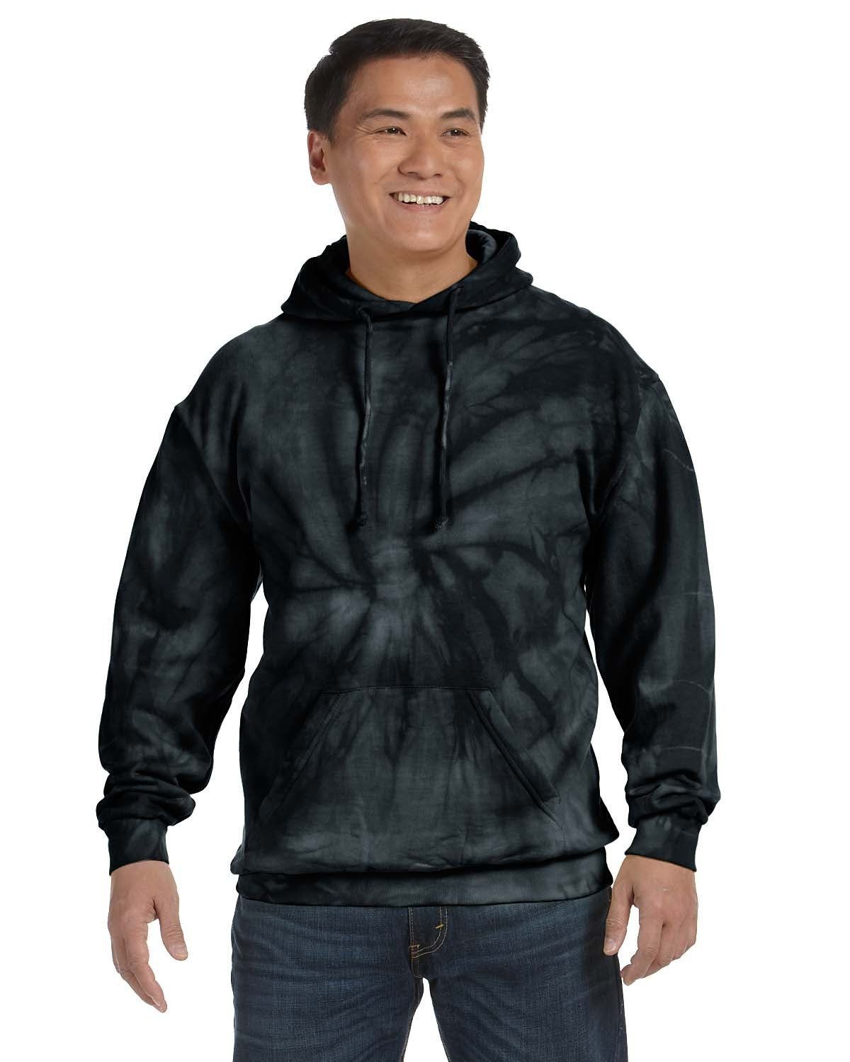 Tie Dye Adult Pullover Hooded Sweatshirt in Spider Black