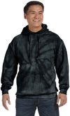 Am image of a Custom Tie Dye Adult Pullover Hooded Sweatshirt in Spider Black!