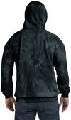 Am image of a Custom Tie Dye Adult Pullover Hooded Sweatshirt in Spider Black!