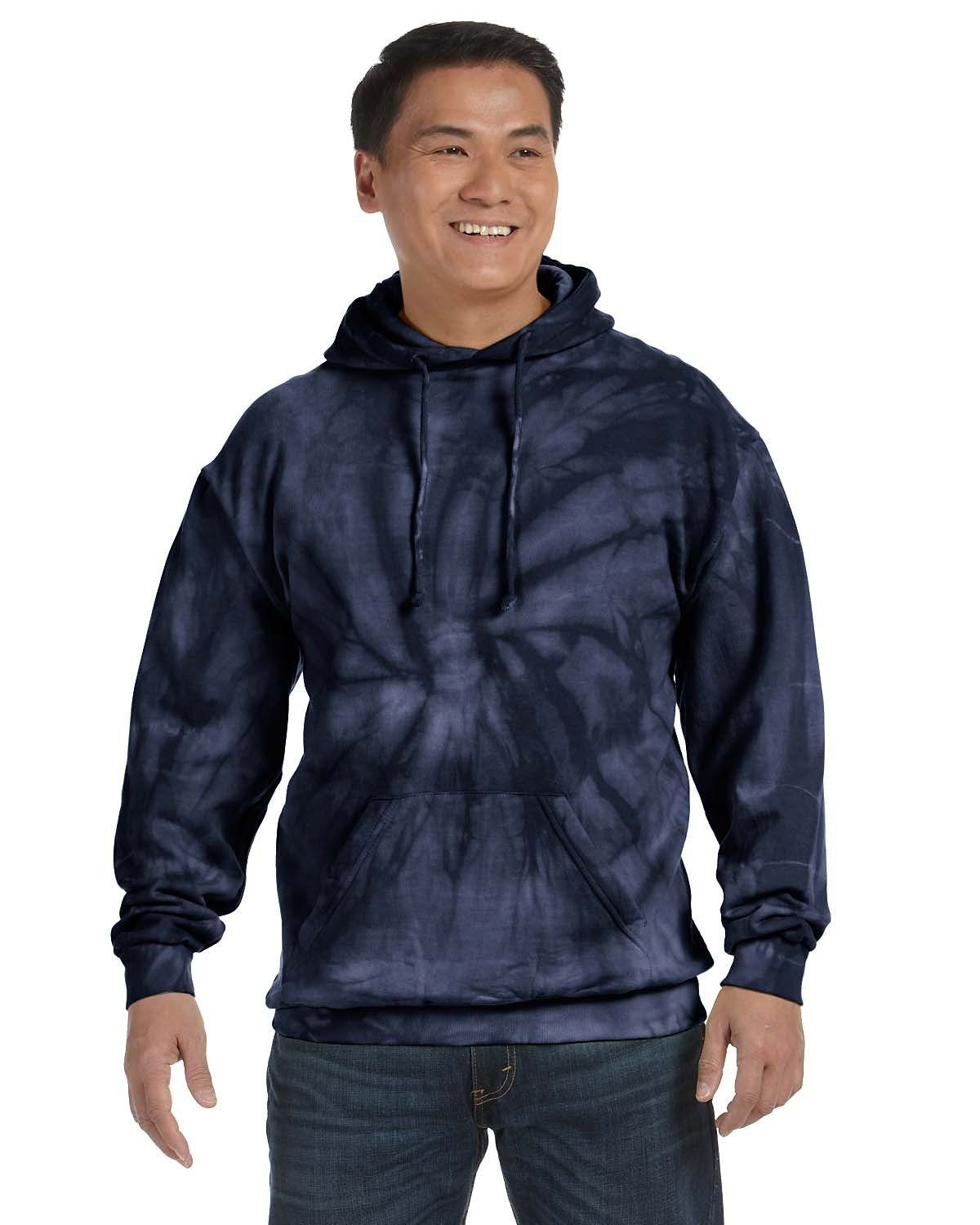 Tie Dye Adult Pullover Hooded Sweatshirt in Spider Navy