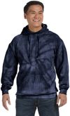 Am image of a Custom Tie Dye Adult Pullover Hooded Sweatshirt in Spider Navy!