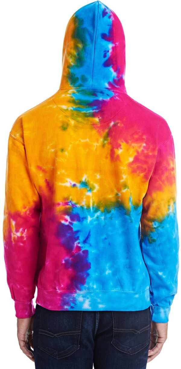 An image of a Custom Tie Dye Adult Pullover Hooded Sweatshirt in Multi Rainbow!