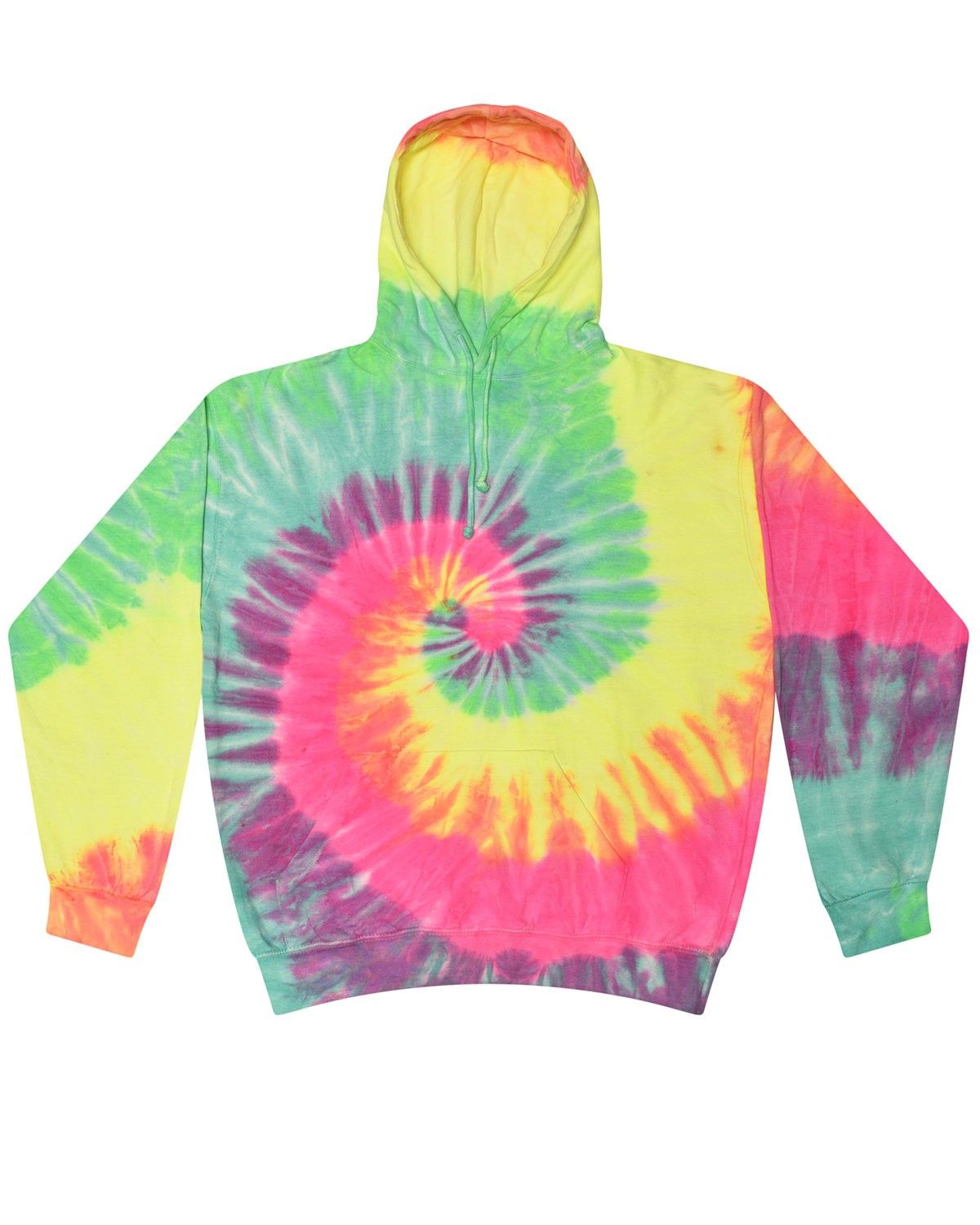 Tie Dye Adult Pullover Hooded Sweatshirt in Minty Rainbow