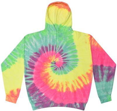 Am image of a Custom Tie Dye Adult Pullover Hooded Sweatshirt in Minty Rainbow!