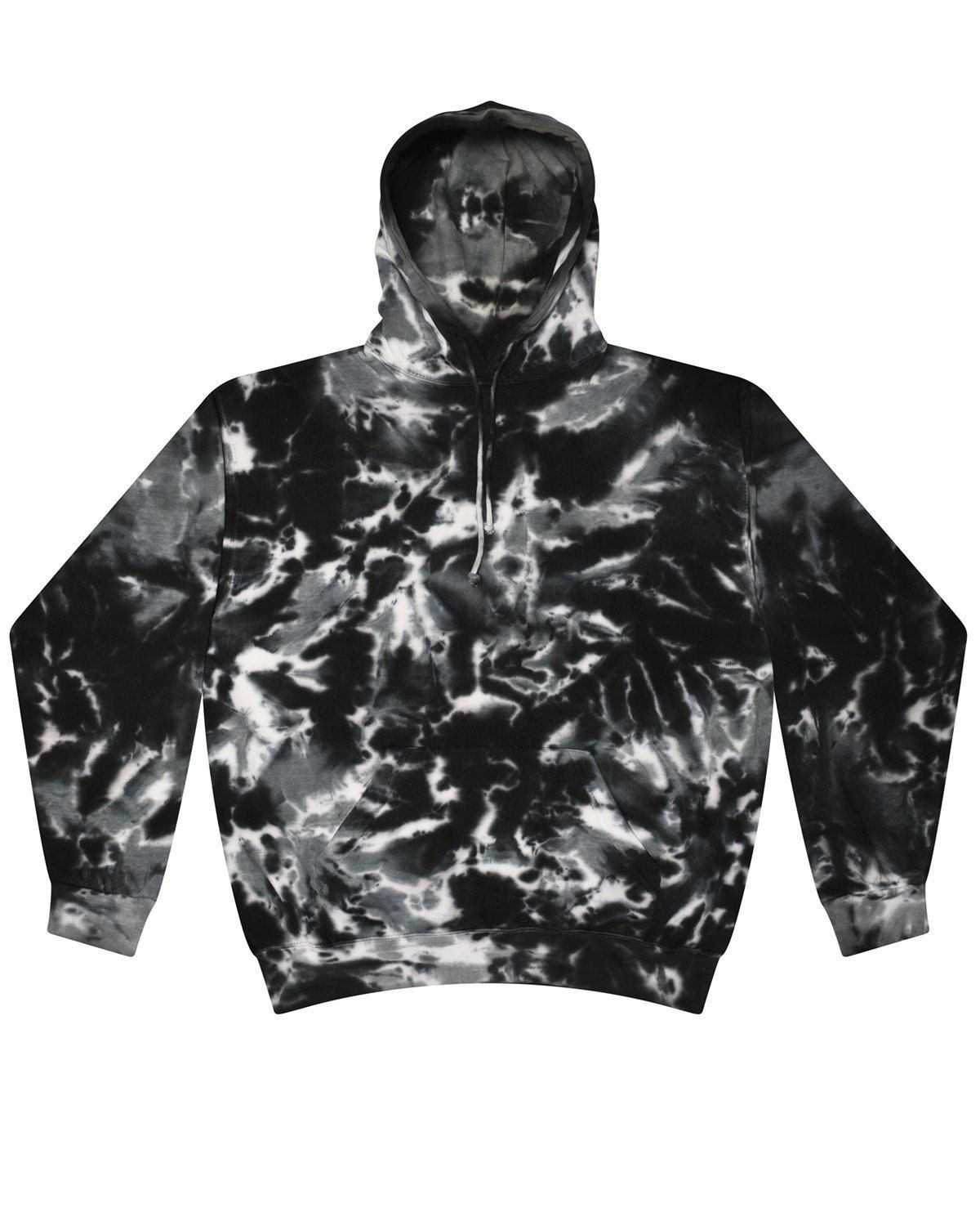 Tie Dye Adult Pullover Hooded Sweatshirt in Multi Black